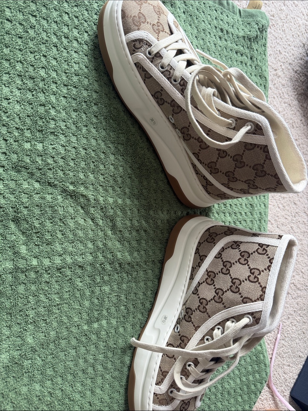 Gucci Beige/Brown GG Canvas High-Top Sneakers